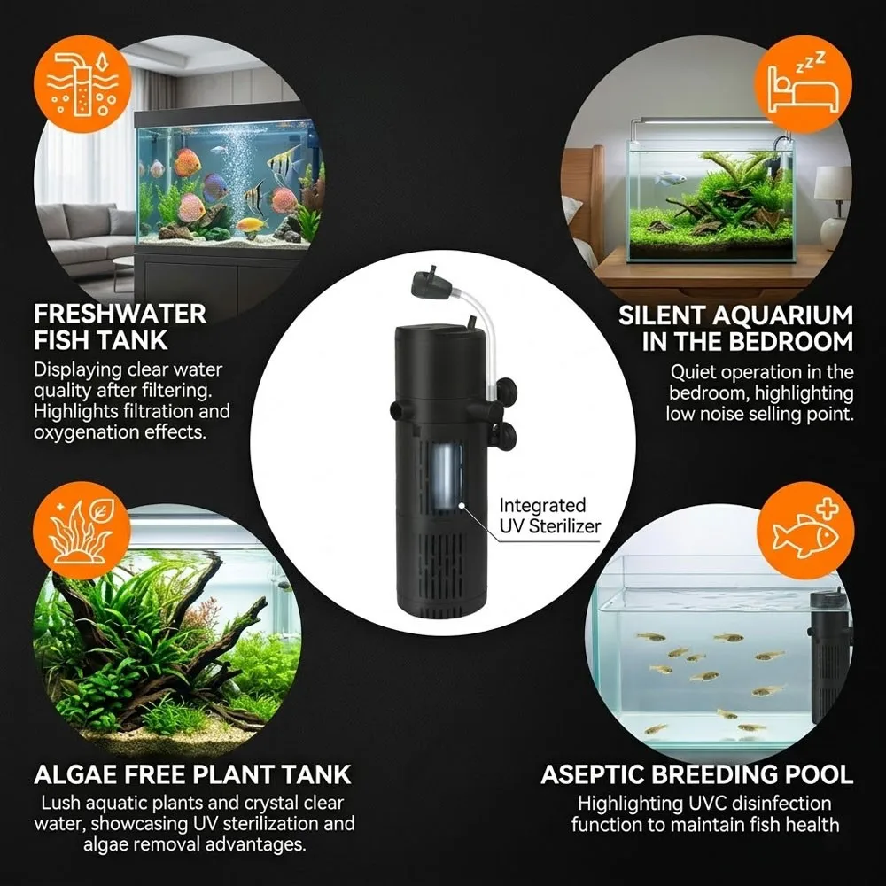 Filtro para Aquário com Bomba UV 1800 L/H Operação Silenciosa - Imagem 2