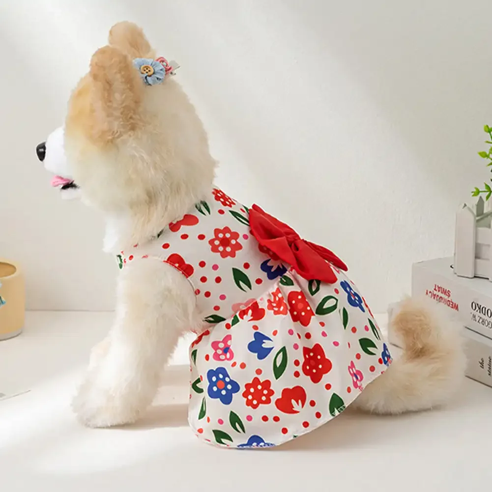 Vestido para Cães Estampa de Morango com Botão e Laço - Imagem 4