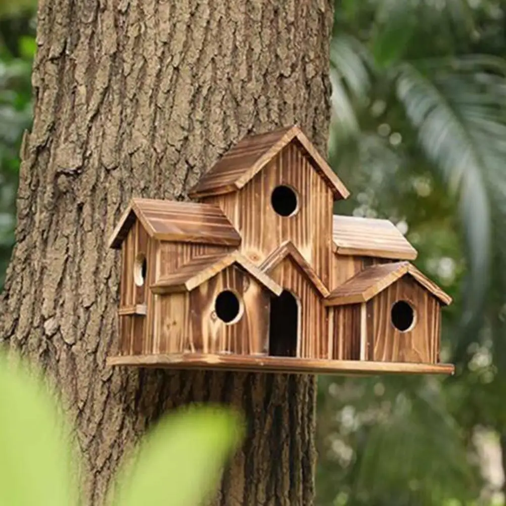 Casa para Pássaros de Madeira com 5 Entradas para Jardim 20x14x15 cm - Imagem 3