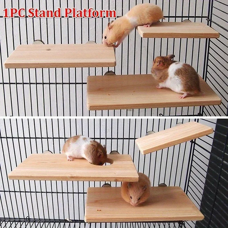 Plataforma de Madeira para Hamster e Pássaros 15x8 cm para Gaiola - Image 2
