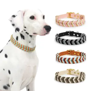 coleira artesanal ajustável para cães