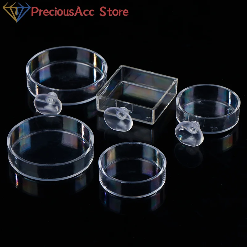 Alimentador de Aquário Redondo Acrílico Transparente 8,5 cm para Peixes e Camarões - Imagem 2