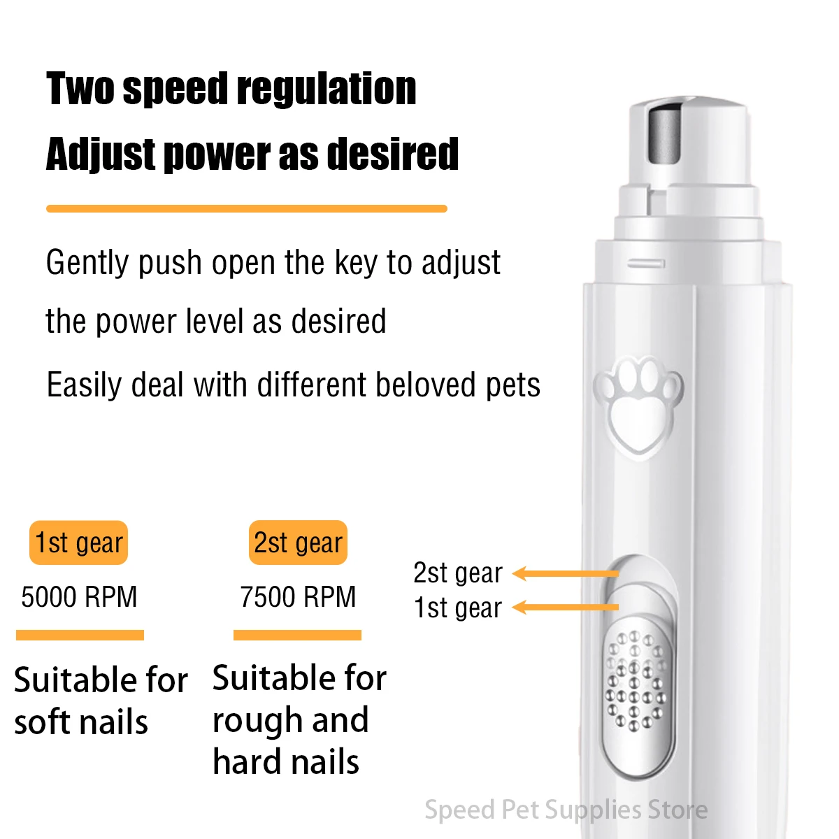 Aparador de Unhas Elétrico para Cães Recarregável USB com 2 Velocidades - Imagem 4