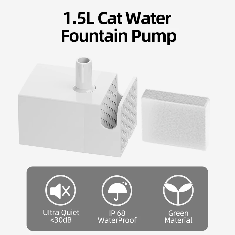 Bomba de Água Rojeco para Fonte de Gato 1.5L Transparente - Image 5