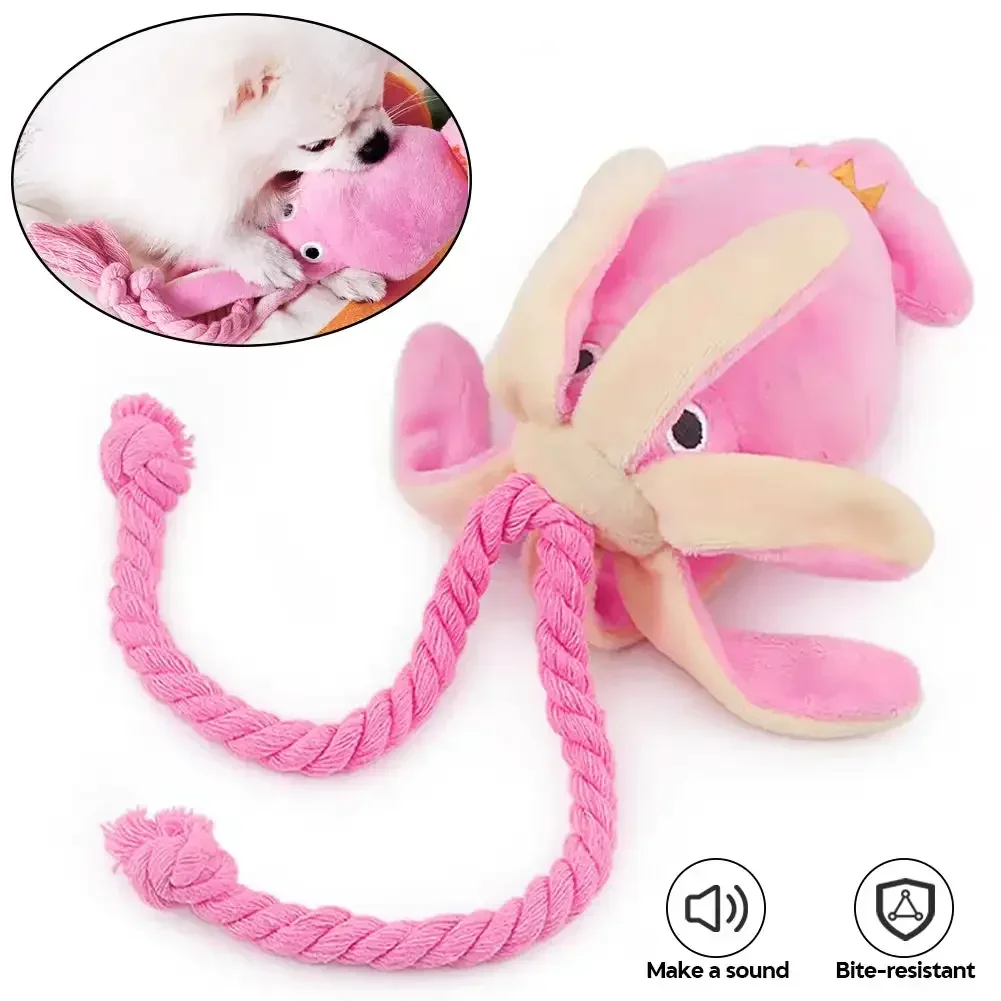 Brinquedo de Pelúcia Polvo para Cães Pequenos com Som e Corda - Imagem 2