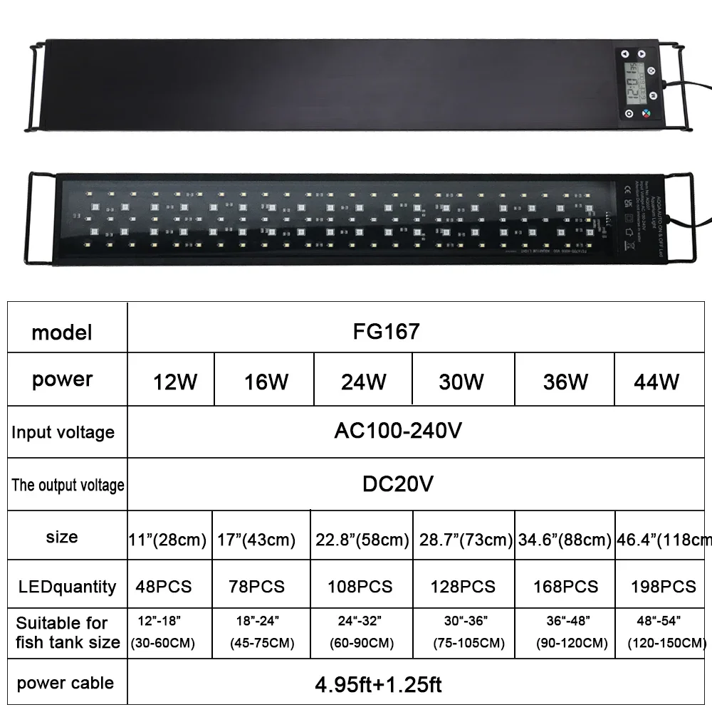 Lâmpada LED para Aquário 75-90 cm com Dimmer e Desligamento Automático - Imagem 6