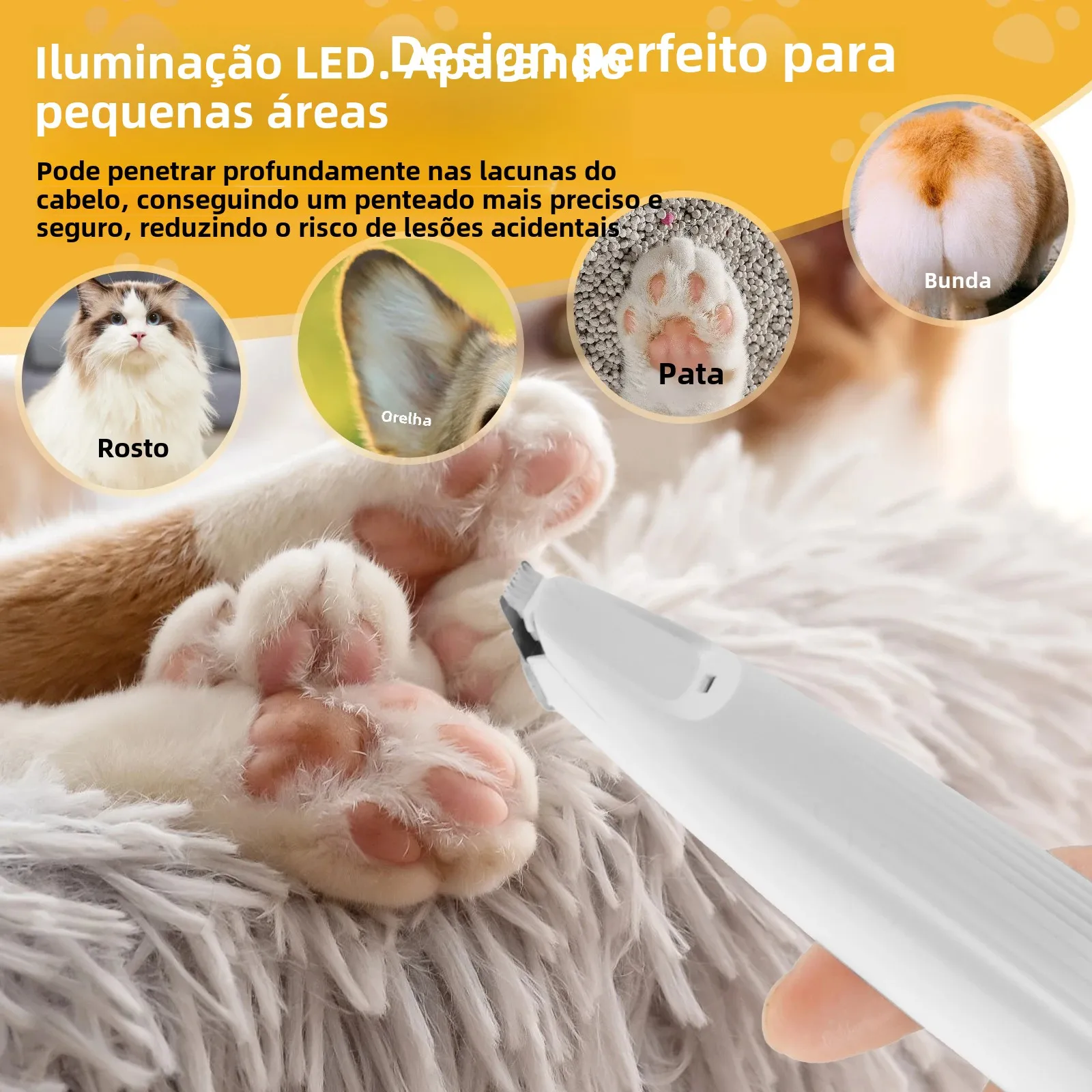 Aparador de Patas para Cães e Gatos com LED e Lâmina de 9 mm - Imagem 4