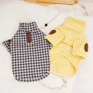 camisa de algodão xadrez para cães e gatos
