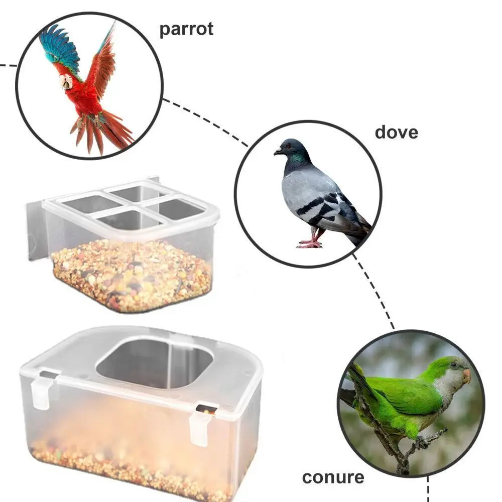 Comedouro para Pássaros e Periquitos Transparente para Gaiola - Imagem 2