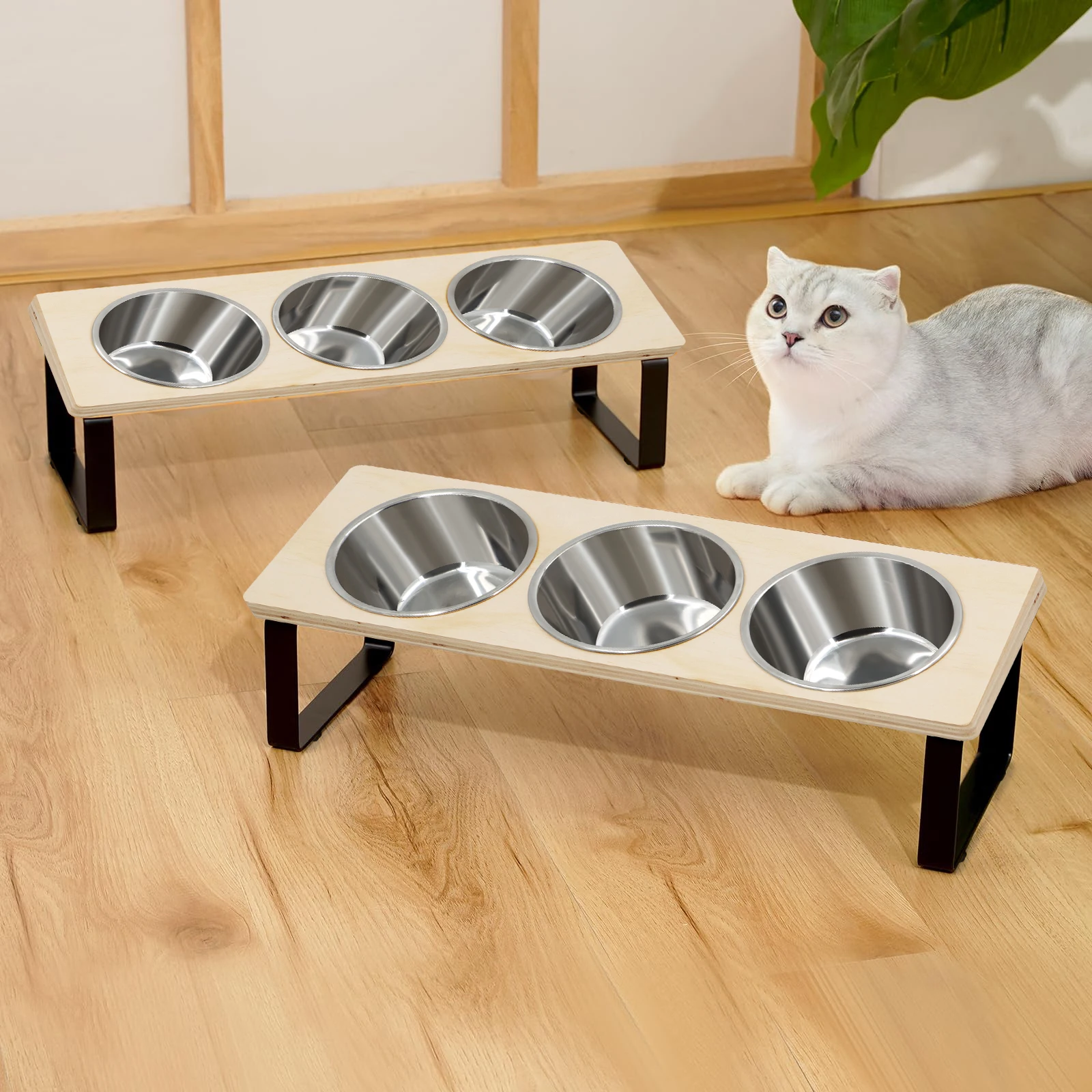 Alimentador Elevado para Gatos com 3 Tigelas Inclinadas de 532 ml - Imagem 5