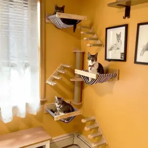 prateleira de escalada para gatos de madeira
