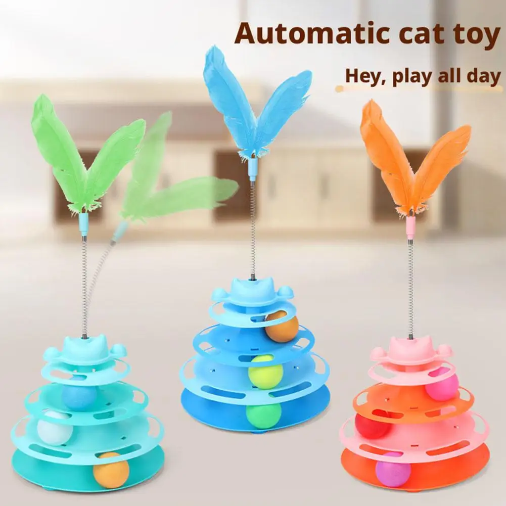 Brinquedo para Gato Torre Rotativa de Plástico com 3 Camadas e Bola - Imagem 5