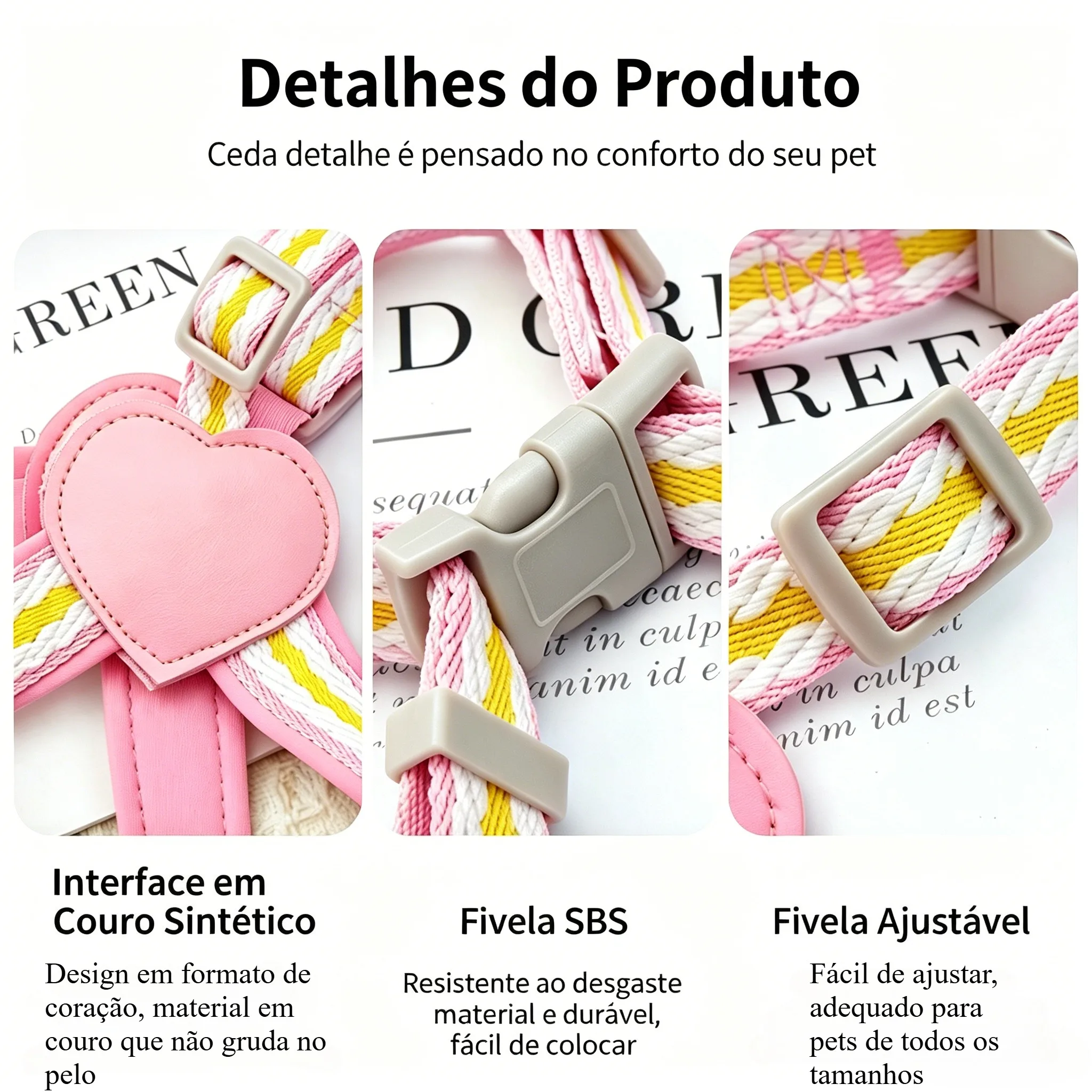 Peitoral e Guia para Cães Pequenos Ajustável Anti-Puxão - Image 3