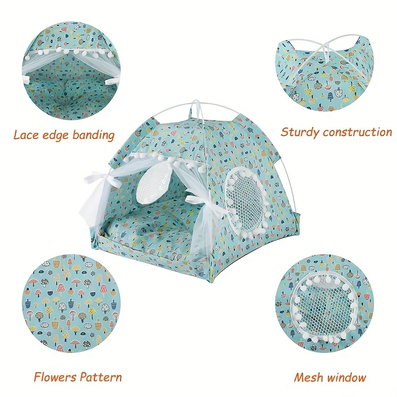 Tenda para Gatos e Cães Pequenos de Poliéster com Almofada Quente - Image 5