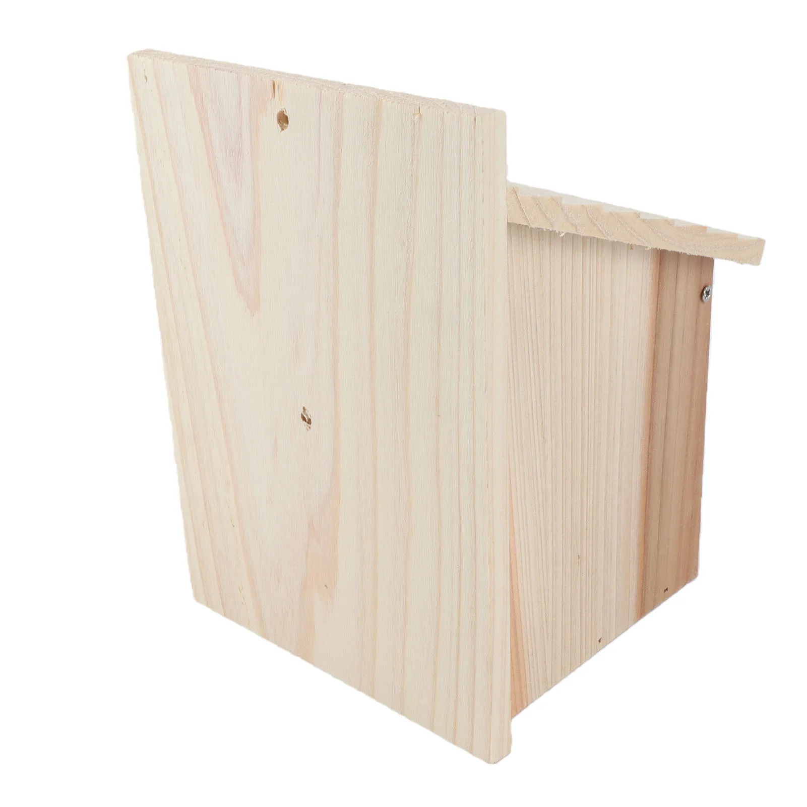 Casinha de Pássaros de Madeira Natural com Telhado Inclinado para Exterior - Imagem 5