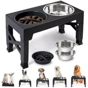 comedouro elevado para cães com suporte ajustável