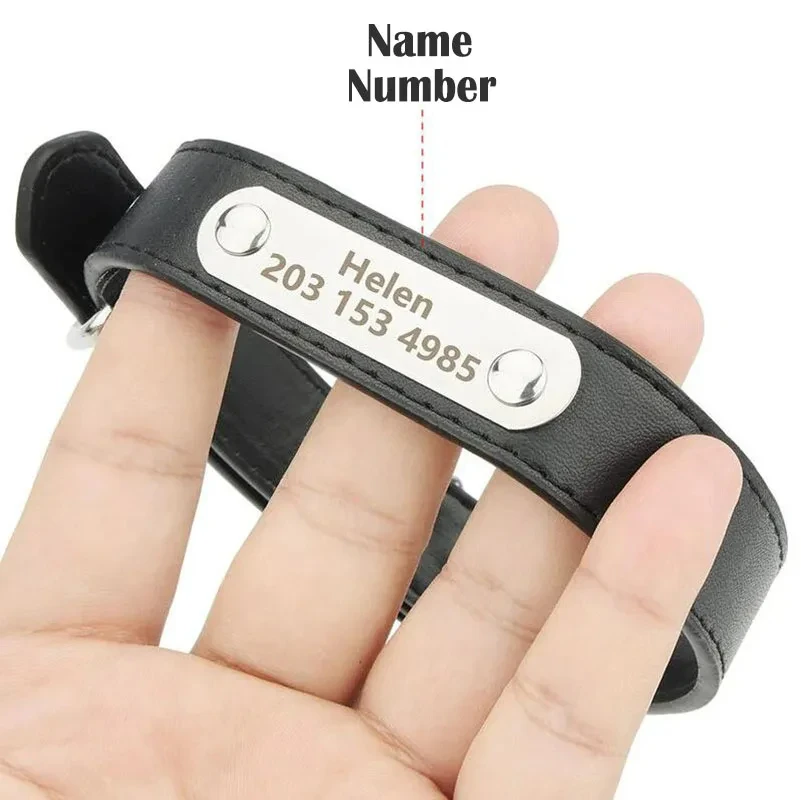 Coleira Personalizada para Cães e Gatos de Couro PU com Placa de Identificação Gravada - Imagem 2