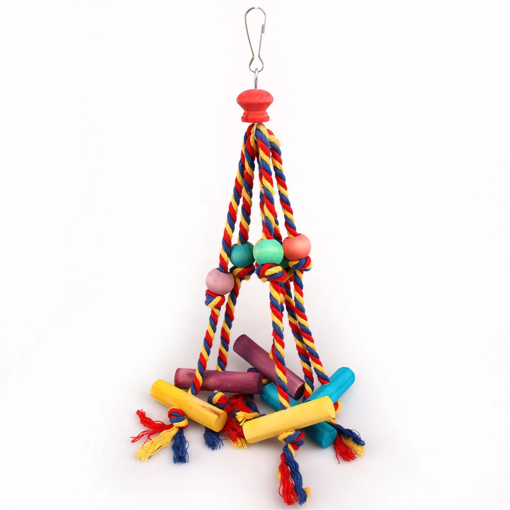 Brinquedo de Madeira para Pássaros, Corda de Algodão para Gaiola - Imagem 3