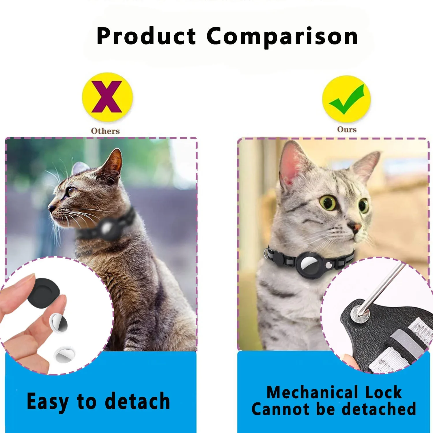 Coleira para Gato AirTag em Nylon Refletivo com Fivela de Segurança - Imagem 4