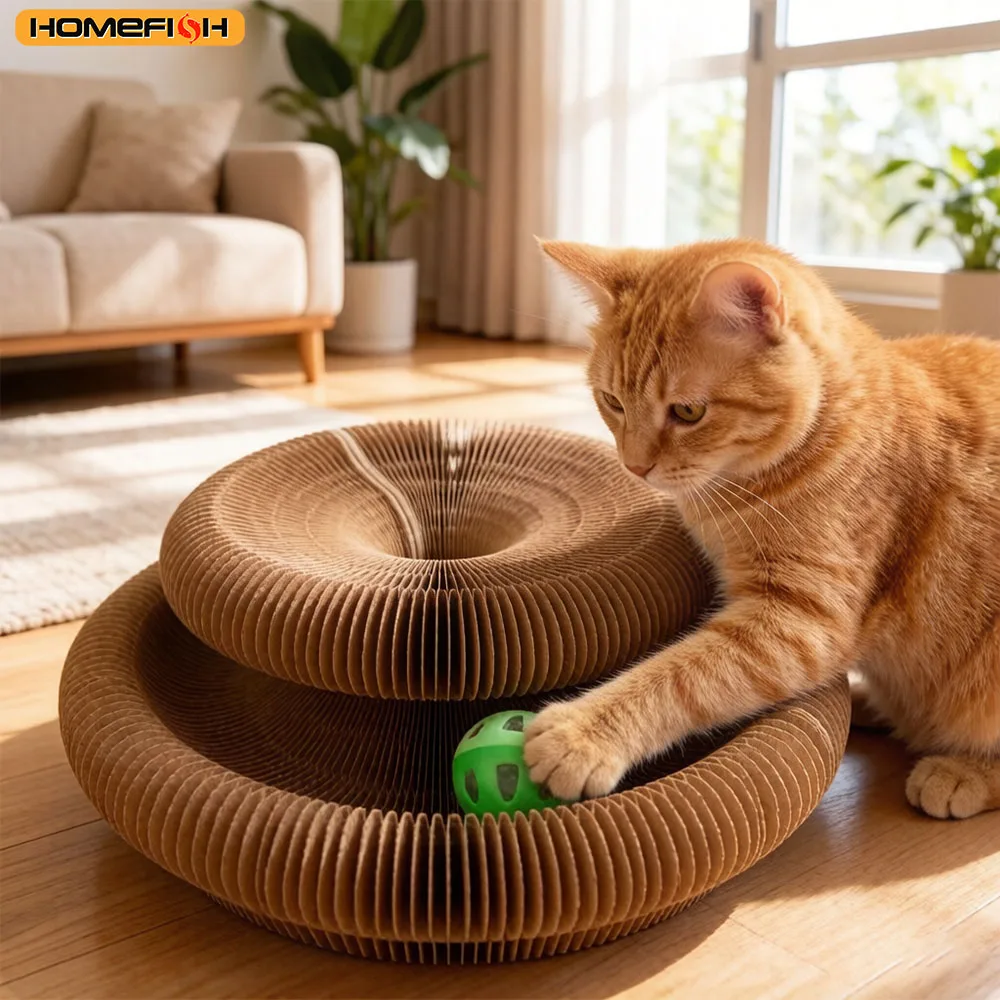 Arranhador Redondo para Gatos de Papelão Ondulado de Nível Duplo - Image 4