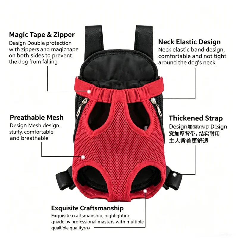 Mochila para Cães e Gatos Pequenos com Rede Frontal Respirável - Image 3