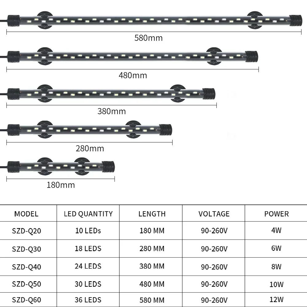 Luz LED para Aquário Submersível Alumínio AC 100v~240v - Imagem 4