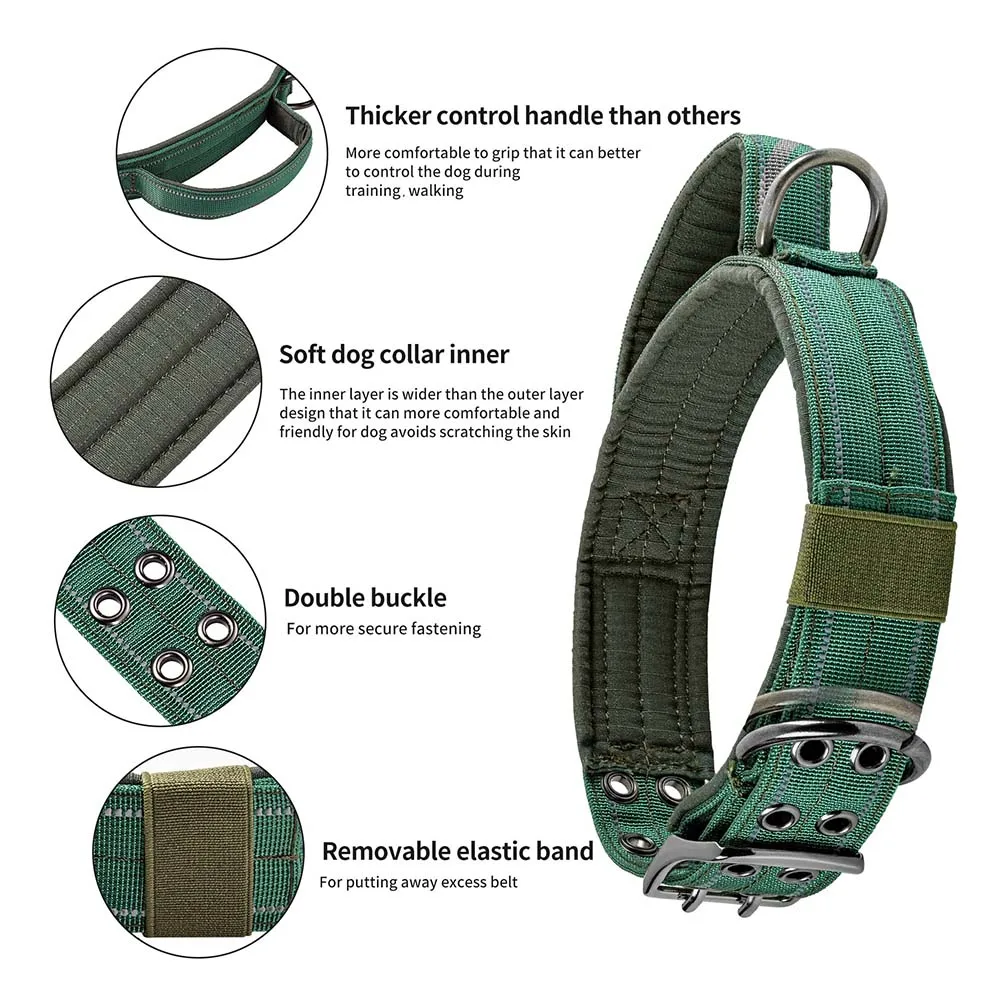Coleira Tática para Cães com Fivela Dupla e Faixa Refletiva - Imagem 2