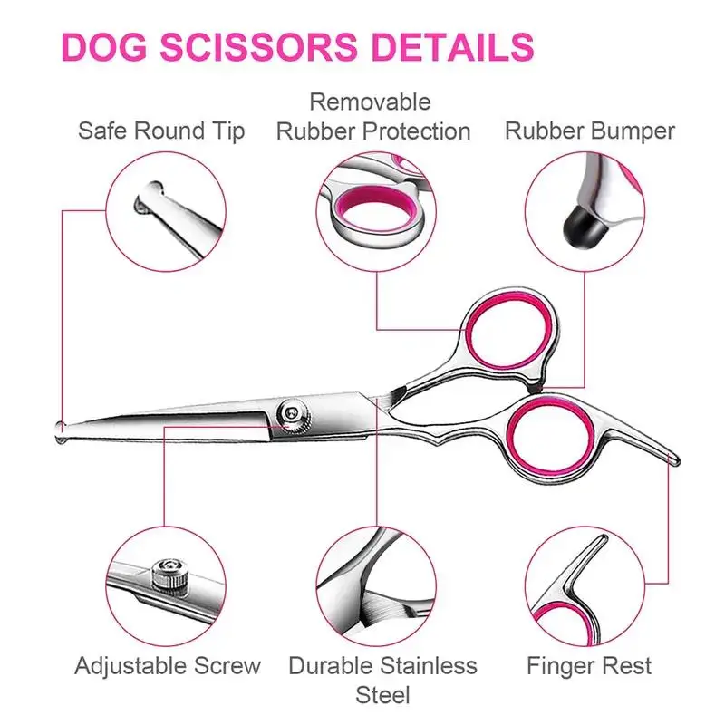 Kit de Tesouras para Tosa de Cães e Gatos com Pontas Redondas - Imagem 6