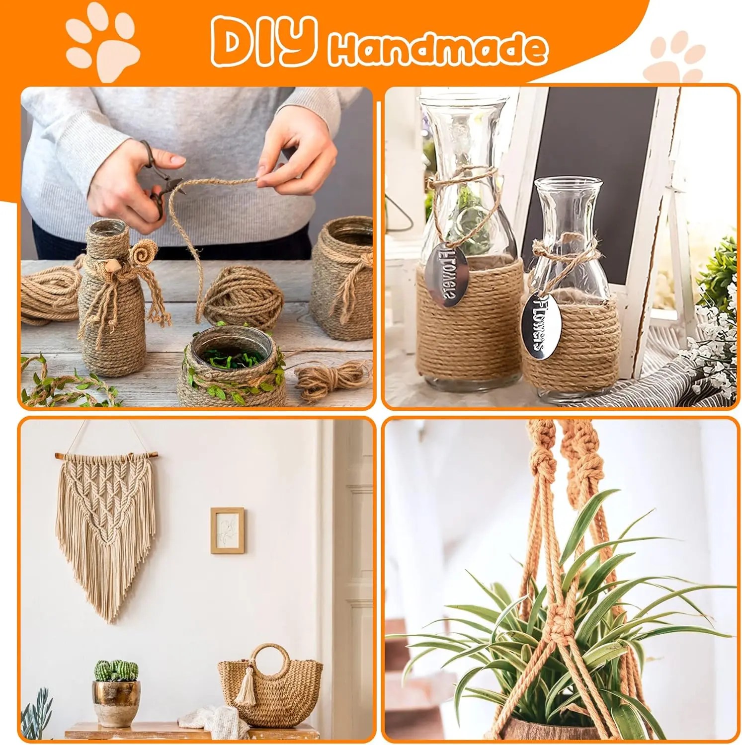 Corda de Sisal para Gatos 4mm 20M para Arranhador DIY e Escalada - Imagem 6