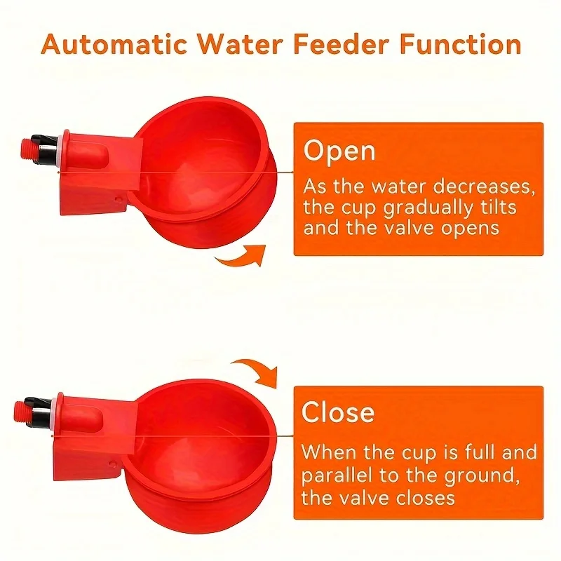 Bebedouro Automático para Aves 5 Peças Plástico Vermelho - Imagem 5