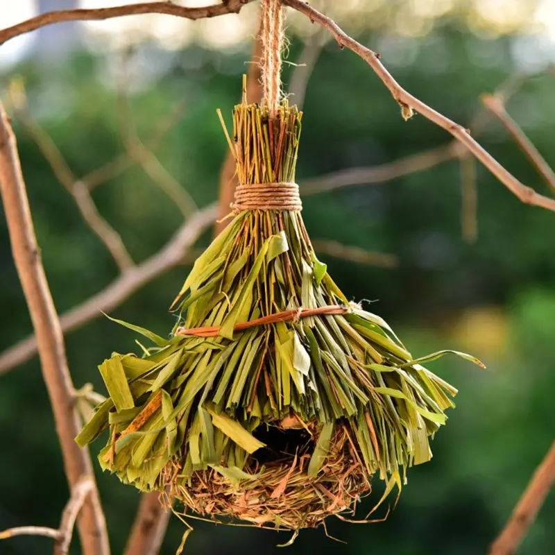 Ninho para Pássaros de Grama Natural Suspenso 25cm - Imagem 3
