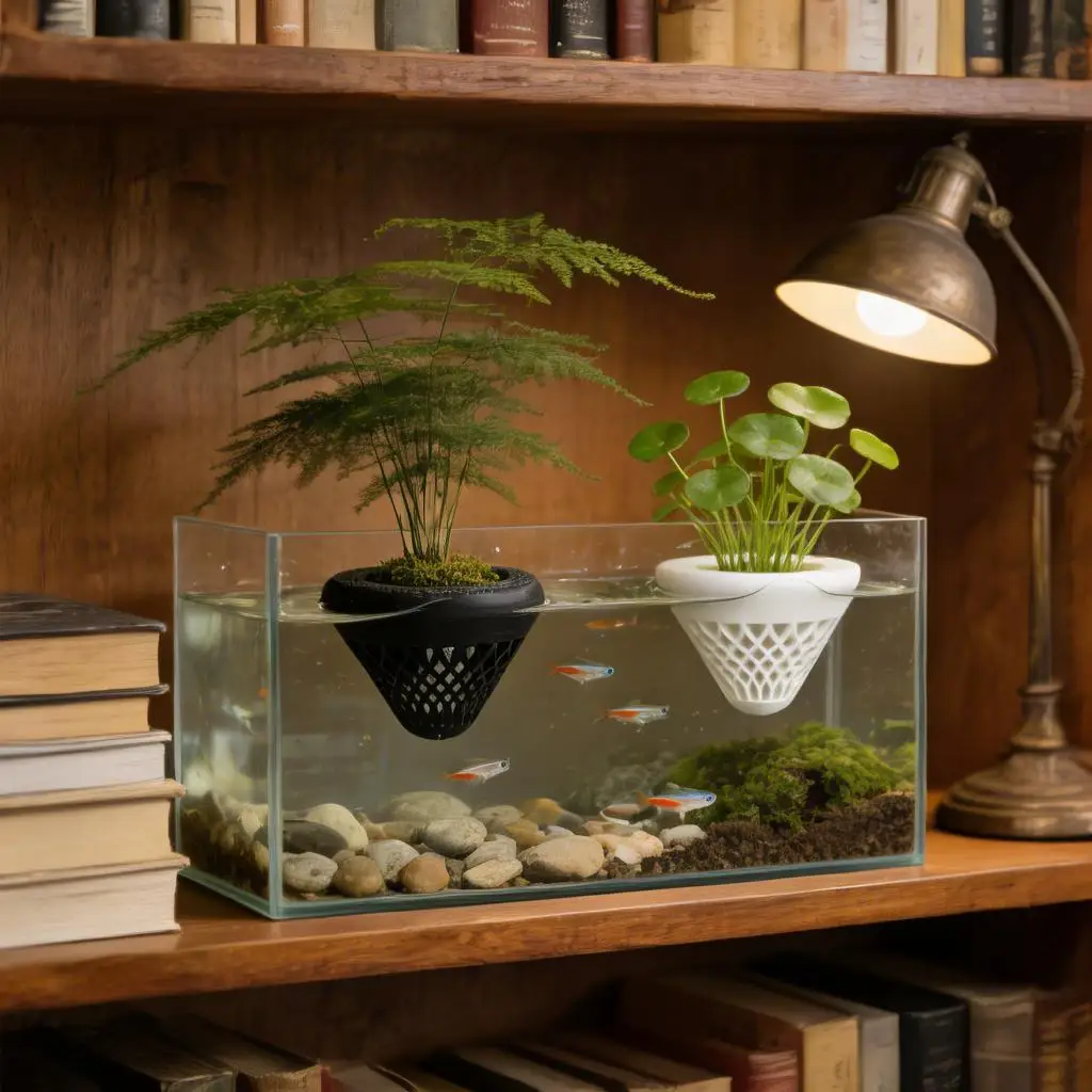 Suporte Flutuante para Plantas de Aquário com Cesto de Malha - Imagem 4