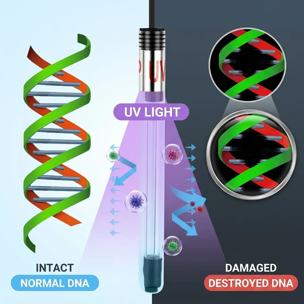 Lâmpada UV Submersível para Aquário com Temporizador e Capa Protetora - Imagem 4