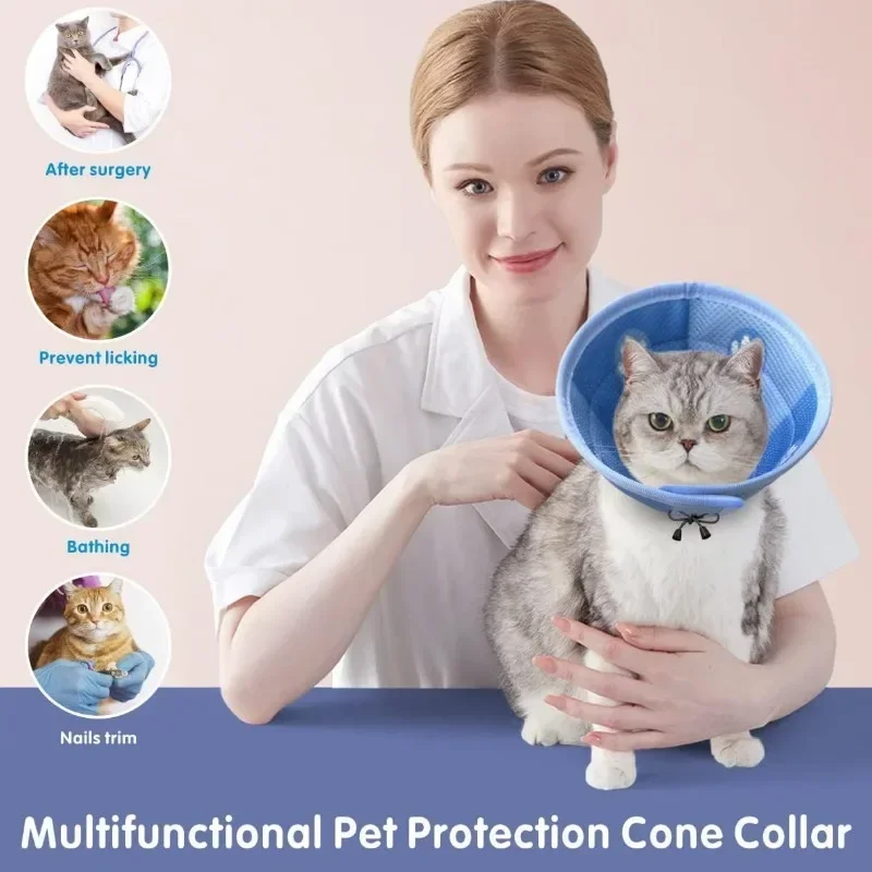 Colar de Recuperação para Gatos Ajustável e Leve com Fecho em Velcro - Imagem 3