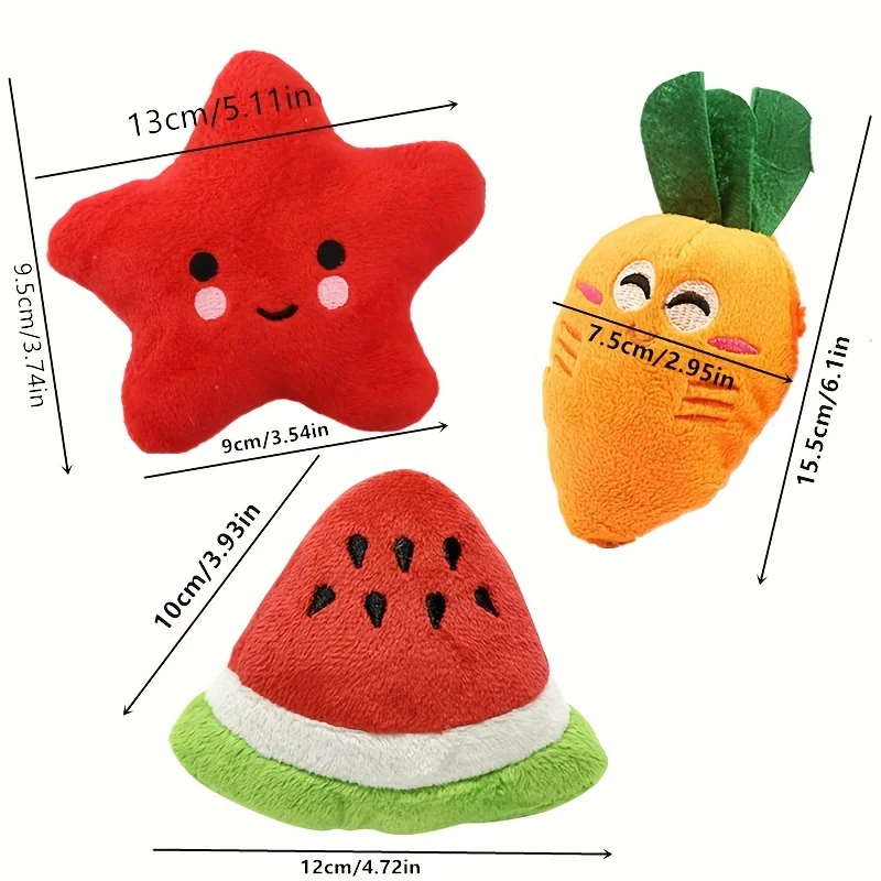 Kit de Brinquedos de Pelúcia para Filhotes com Design de Frutas e Legumes - Imagem 4
