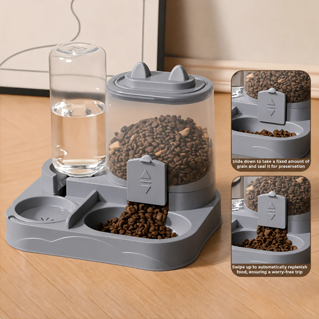 Dispensador Automático de Ração e Água 2 em 1 para Gatos e Cães Pequenos - Imagem 4