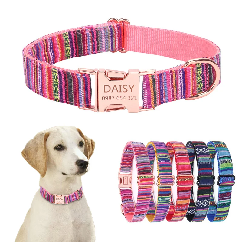 coleira listrada personalizada para cães
