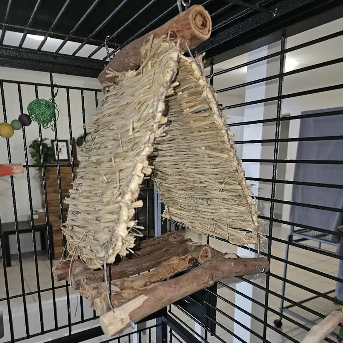 Tapete de Grama Trançada para Coelhos - Cama Natural para Gaiola - Imagem 4