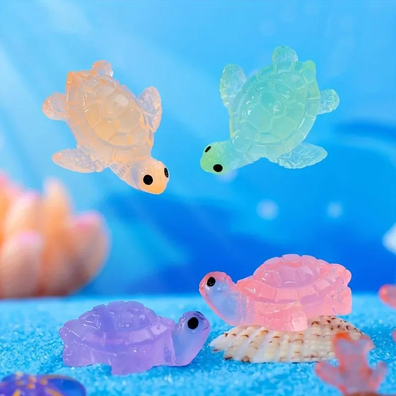 Mini Tartarugas Decorativas Brilham no Escuro para Aquário ou Terrário com 10 Peças - Imagem 3