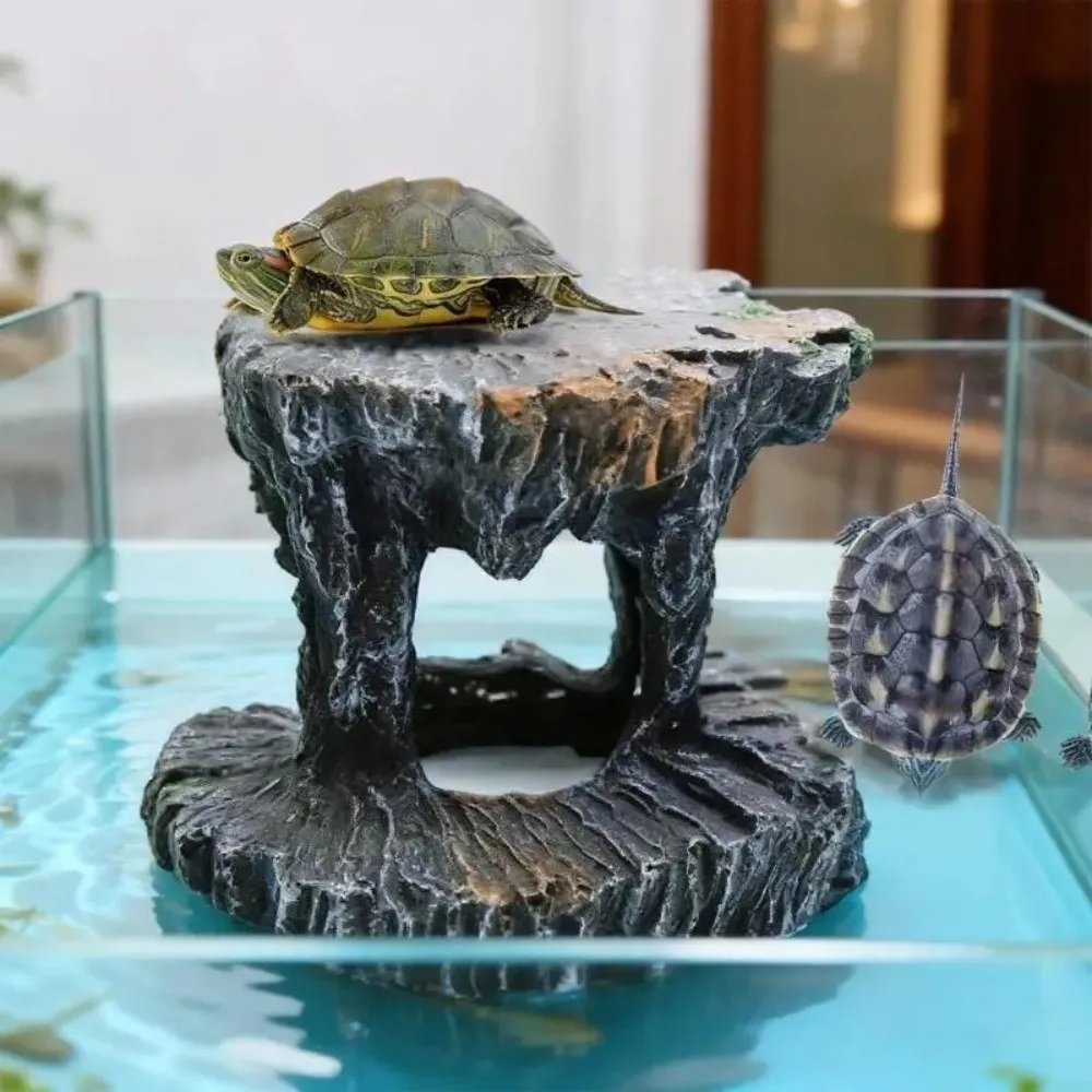 Plataforma para Tartarugas e Répteis de Resina 11,5x14x11 cm com Esconderijo - Imagem 6