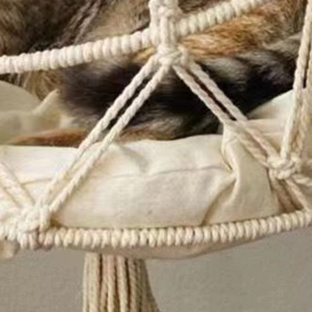 Rede para Gatos de Algodão Feita à Mão com Borlas para Pendurar - Imagem 6