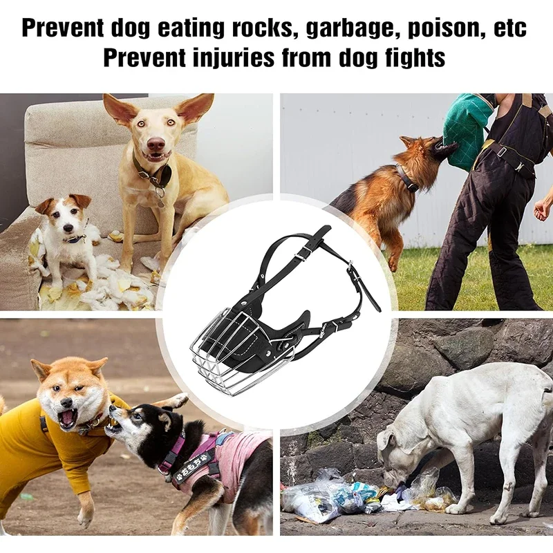 Focinheira de Couro para Cães com Cesta de Metal Ajustável - Image 4