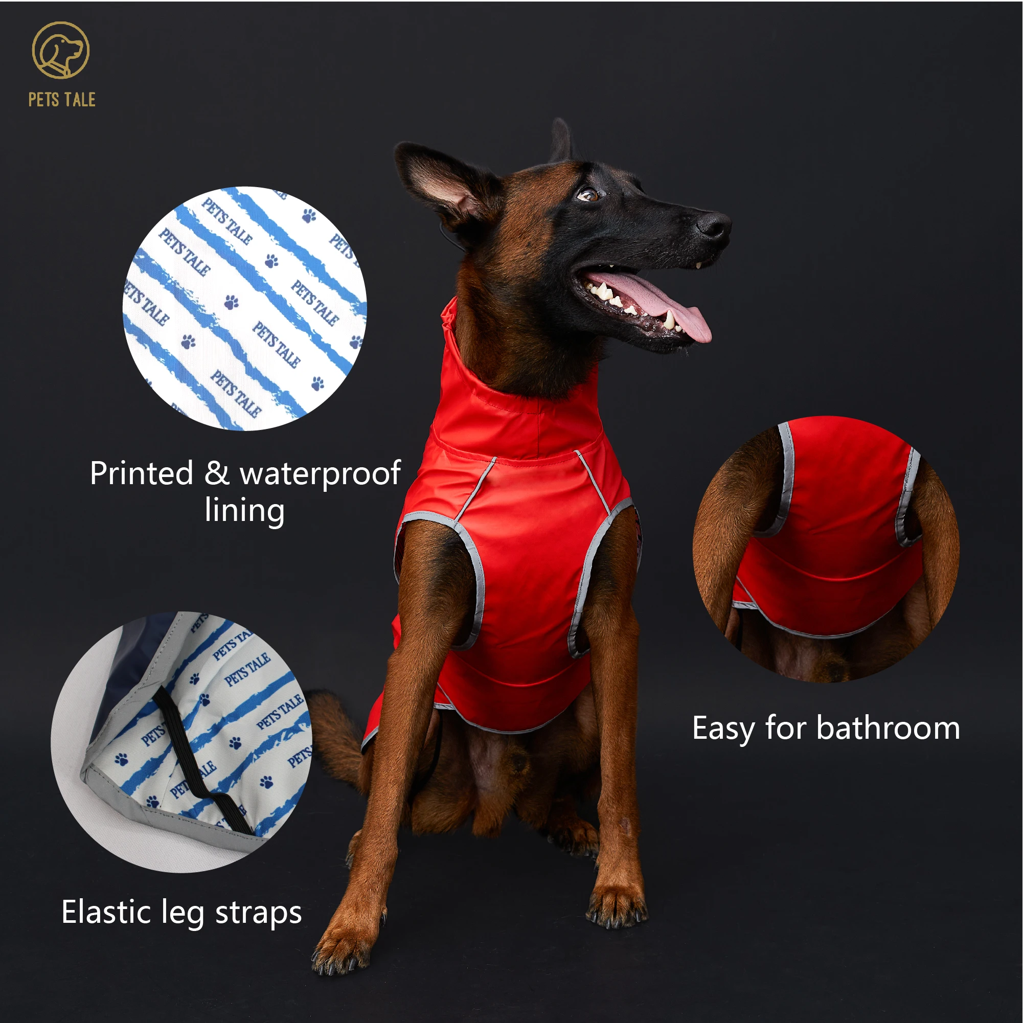 Capa de Chuva para Cães Impermeável com Tiras Refletivas e Capuz Ajustável - Imagem 2