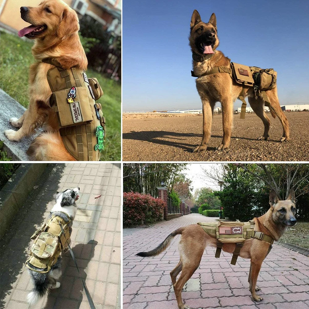 Colete Tático para Cães Grandes com Bolsas Molle e Ajuste no Peito - Image 6