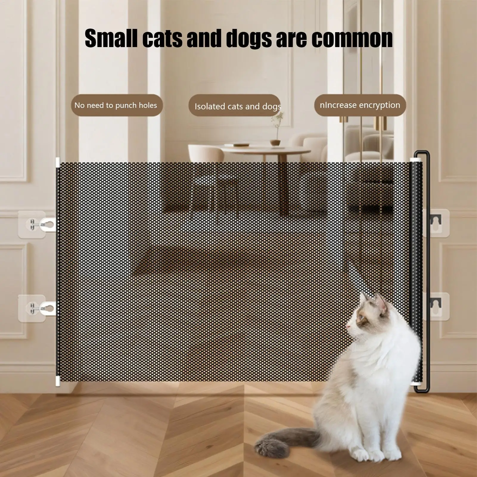 Portão Retrátil de PVC para Cães e Gatos com Montagem Sem Furos - Imagem 4