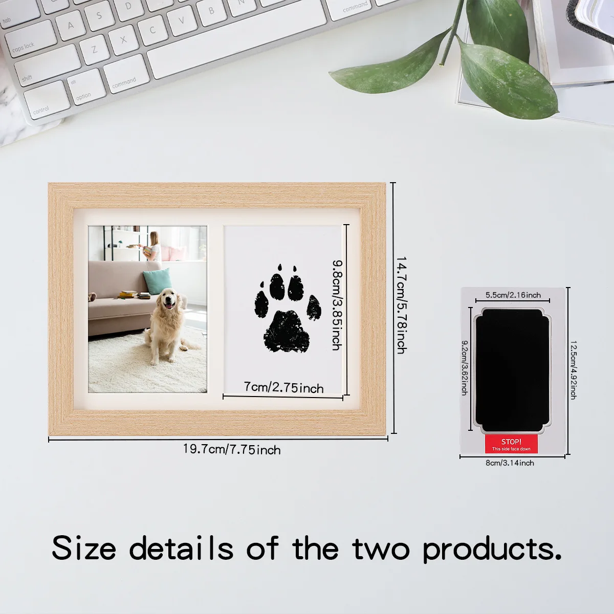 Moldura de Foto Memorial para Cães e Gatos com Impressão de Pata Sem Limpeza - Imagem 4