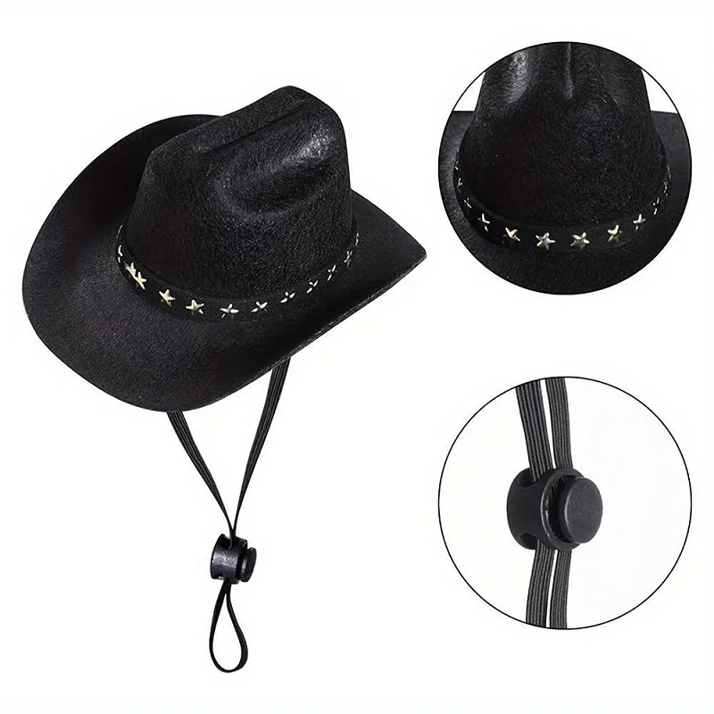 Chapéu de Cowboy para Cães e Gatos Ajustável para Passeio - Imagem 6