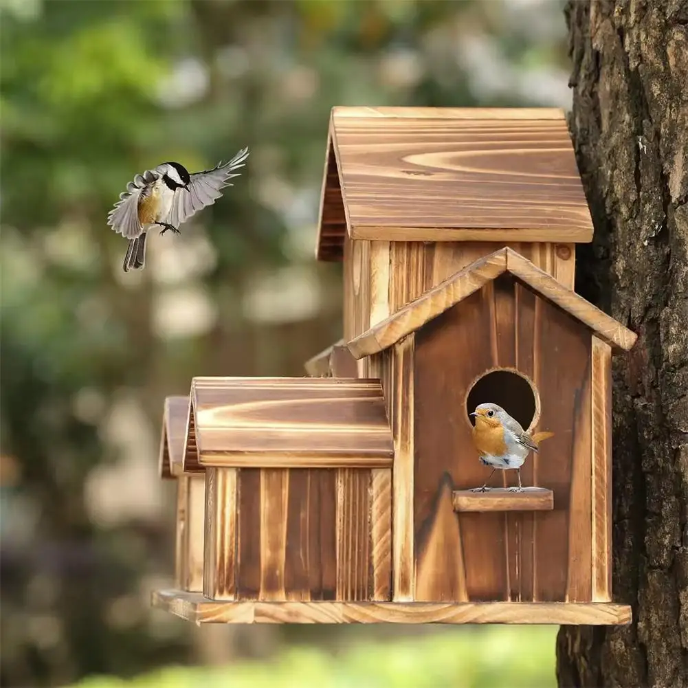 Casa para Pássaros de Madeira com 5 Entradas para Jardim 20x14x15 cm - Imagem 4