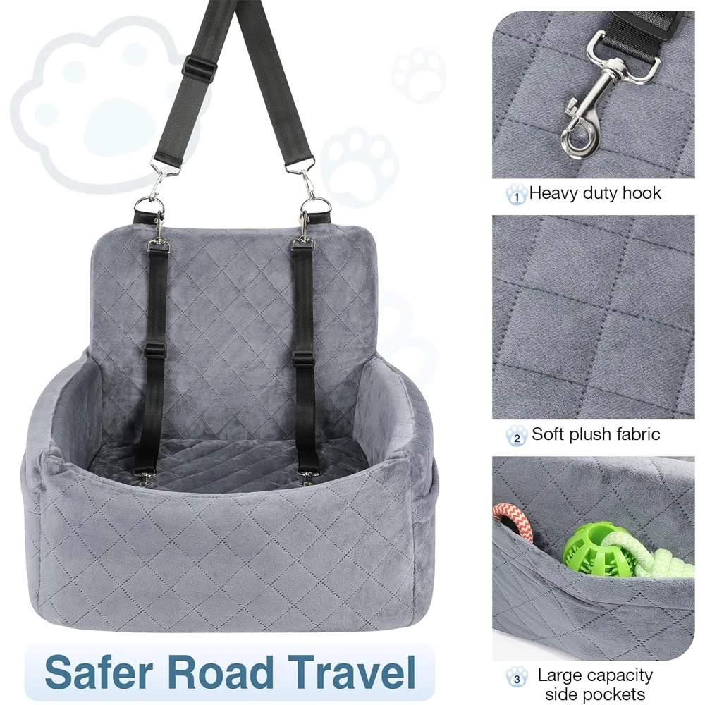 Assento de Carro Portátil para Cães com Almofada Lavável e Cinto de Segurança - Imagem 3