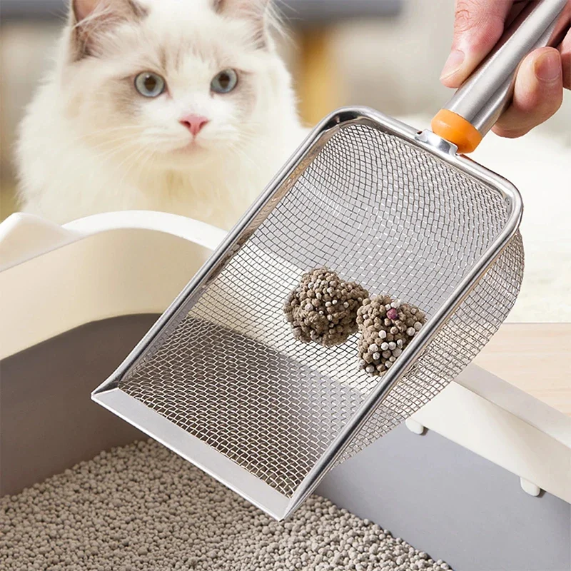Pá Higiênica Inox para Gatos com Malha Fina e Cabo Ergonômico - Imagem 3